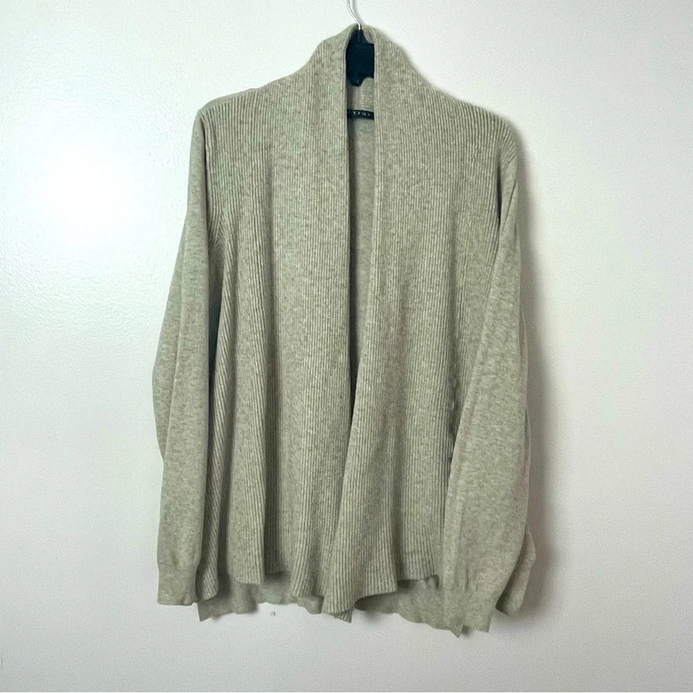 Cyrus Open-Front Ribbed Knit Cardigan Sweater – Size XL